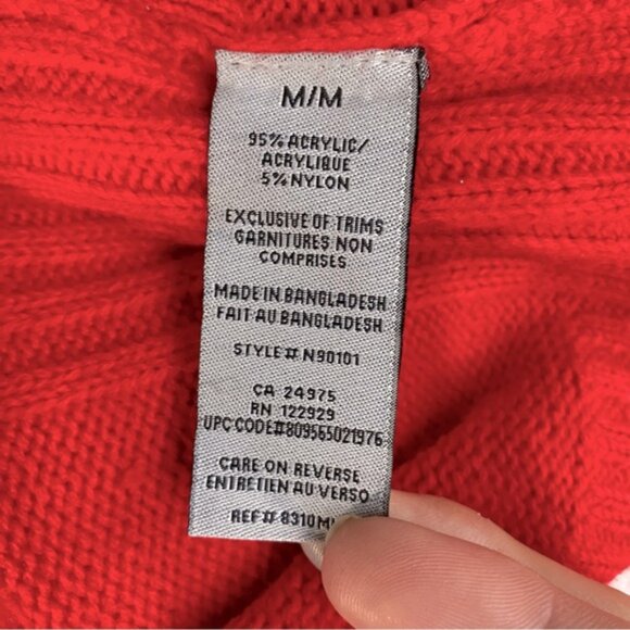 Vintage NHL Red Yellow Black Mock Neck Knit Calgary Flames Pullover Sweater M - Picture 4 of 16